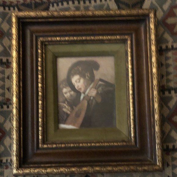 FRANS HALS TWO BOYS WITH LUTE OIL REPRODUCTION FRAMED ARTWORK DUTCH FATHERS DAY - Picture 2 of 4